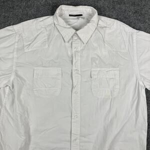 Rocawear Casual Button Shirt Mens 4X White Short Sleeve Cotton Pocket Front